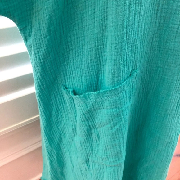 NWT Ashley Stewart Size 14/16 Gauzy V Neck Turquoise Swim Cover Up Dress Casual - Picture 3 of 7